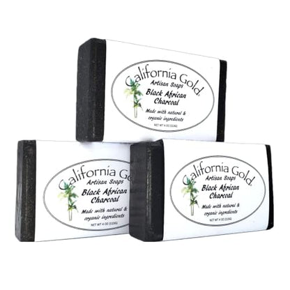 African Black Soap by California Gold Artisan Soaps, 3 -4oz. Bars